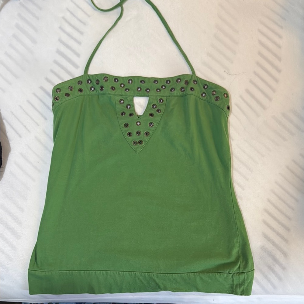 Charlotte Russe Green Embellished Halter Camisole
